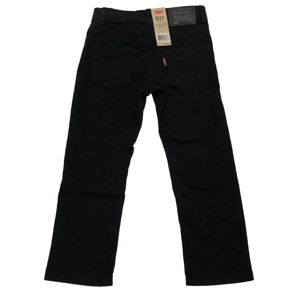 LEVI'S 511 SLIM BOY BLACK ADJUSTABLE WAISTBAND DENIM SIZE 5 REG‎ NWT